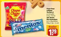 REWE DE Chupa Chups Lollipops The Best of oder Mentos Mint Kaubonbons, EUR 1.29 tilbud