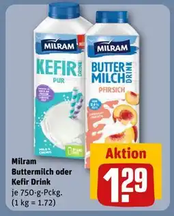 REWE DE Milram Buttermilch oder Kefir Drink, EUR 1.29 tilbud