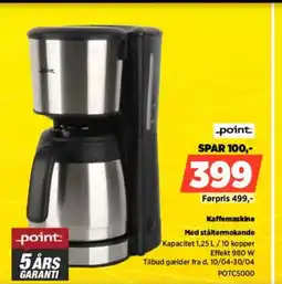 Power Kaffemaskine Med ståltermokande tilbud