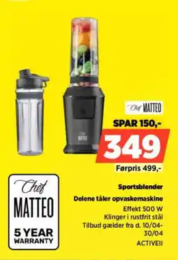 Power Chef matteo sportsblender delene tåler opvaskemaskine tilbud