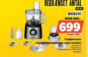 Power Bosch foodprocessor 2 hastighedsindstillinger + pulse-funktion tilbud