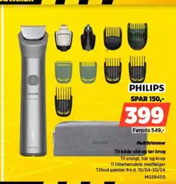 Power Philips multitrimmer til både våd og tør brug tilbud