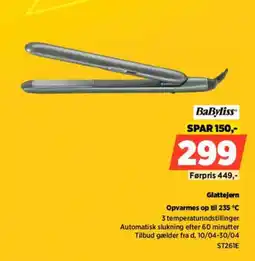 Power Babyliss glattejern opvarmes op til 235 °c tilbud