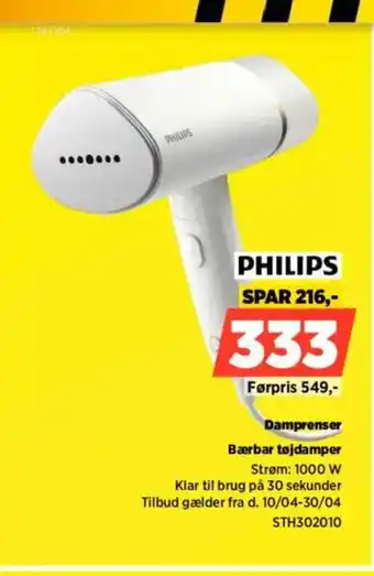 Power Philips damprenser bærbar tøjdamper tilbud