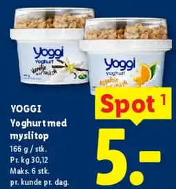 Lidl Yoggi Yoghurt med mysli tilbud