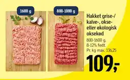 Føtex Hakket grise-/ kalve-, okse- eller økologisk oksekød tilbud
