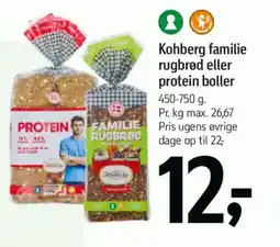 Føtex KOHBERG Familie rugbrød eller protein boller tilbud