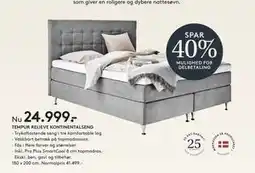 SENG TEMPUR RELIEVE KONTINENTALSENG tilbud