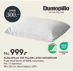 SENG DUNLOPILLO THE PILLOW LATEX HOVEDPUDE tilbud