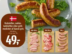 Føtex Koteletter, nakke- koteletter eller grill- medister af dansk gris tilbud