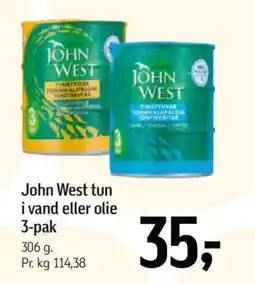 Føtex JOHN WEST Tun i vand eller olie 3-pak tilbud
