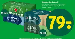 Coop 365 Heineken eller Royal øl (pakke) tilbud
