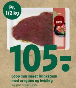 Coop 365 Coop marineret flanksteak med oregano og hvidløg tilbud