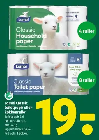 Lambi Classic toiletpapir eller køkkenrulle