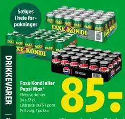 Coop 365 Faxe Kondi eller Pepsi Max tilbud