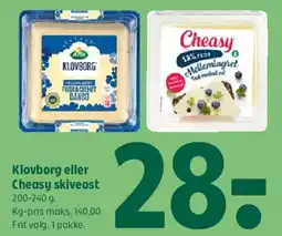 Coop 365 Klovborg eller Cheasy skiveost tilbud