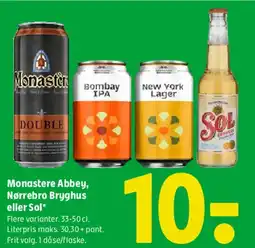Coop 365 Monastere Abbey, Nørrebro Bryghus, Bombay IPA, New York Lager eller Sol tilbud