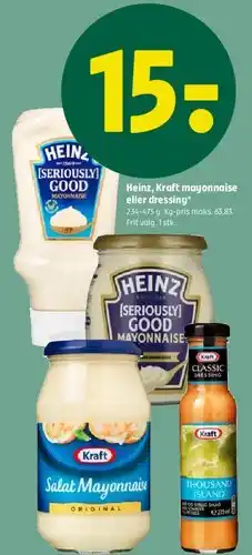 Coop 365 Heinz, Kraft mayonnaise eller dressing tilbud