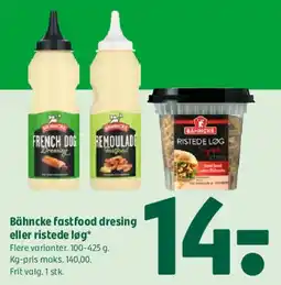 Coop 365 Bähncke fastfood dressing eller ristede løg tilbud