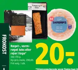 Coop 365 Røget-/varmrøget laks eller rejer i lage tilbud