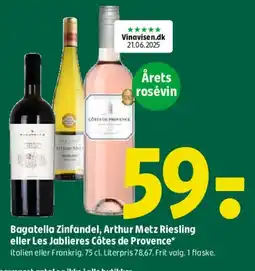 Coop 365 Bagattela Zinfandel, Arthur Metz Riesling eller Les Jablières Côtes de Provence tilbud