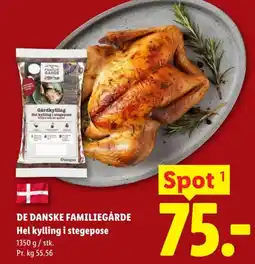 Lidl DE DANSKE FAMILIEGÅRDE Hel kylling i stegepose tilbud