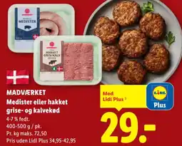 Lidl MADVÆRKET Medister eller hakket grise- og kalvekød tilbud