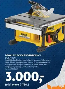 Davidsen Dewalt flexvolt bordsav 54 v dcs7485n tilbud