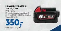 Davidsen Milwaukee batteri m18 - dav tilbud