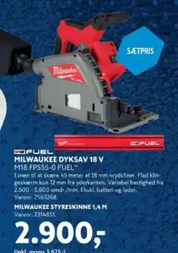 Davidsen Milwaukee dyksav 18 v m18 fps55-0 fuel™ tilbud