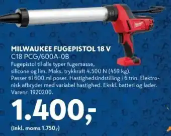 Davidsen Milwaukee fugepistol 18 v tilbud