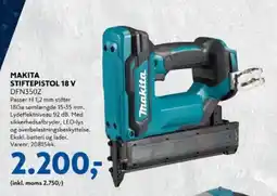 Davidsen Makita stiftepistol 18 v dfn350z tilbud