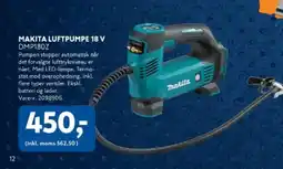 Davidsen Makita luftpumpe 18 v dmp180z tilbud