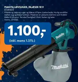 Davidsen Makita løvsuger-/blæser 18 v dub187z tilbud