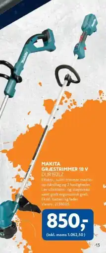 Davidsen Makita græstrimmer 18 v dur192lz tilbud