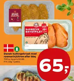 SuperBrugsen Dansk kyllingebryst (med rosmarin/citron eller BBQ) tilbud