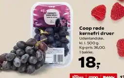 SuperBrugsen Coop røde kernefri druer tilbud