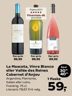 SuperBrugsen La Mascota, Vino Bianco eller Vallée des Reines Cabernet d'Anjou tilbud