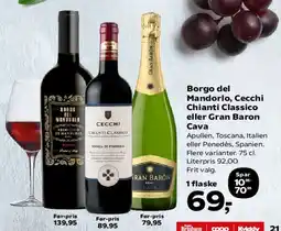 SuperBrugsen Borgo del Mandorlo, Cecchi Chianti Classico eller Gran Barón Cava tilbud