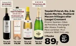 SuperBrugsen Tosalet Priorat, No.2 de Saint-Martin, Maillard Macon-Villages eller Laugel Crémant tilbud