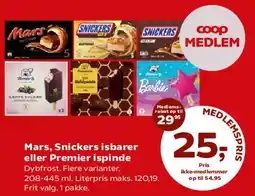 SuperBrugsen Mars, Snickers isbarer eller Premier ispinde tilbud