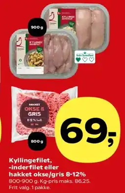 SuperBrugsen Kyllingefilet, inderfilet eller hakket okse/gris tilbud