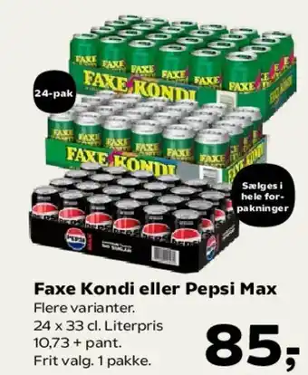 SuperBrugsen Faxe Kondi eller Pepsi Max tilbud