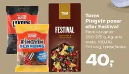 SuperBrugsen Toms Pingvin poser eller Festival tilbud