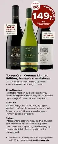 Kvickly Torres Gran Coronas Limited Edition, Fransola eller Salmos tilbud