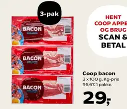 Kvickly Coop bacon (3-pak) tilbud