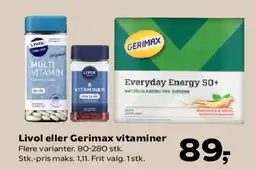 Kvickly Livol eller Gerimax vitaminer tilbud