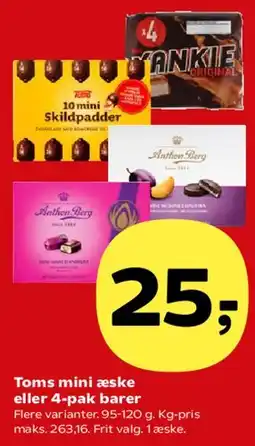Kvickly Toms mini æske eller små chokoladeæsker tilbud