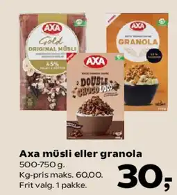 Kvickly Axa müsli eller granola tilbud
