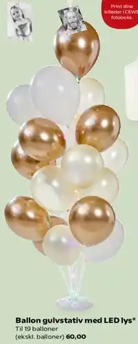 Kvickly Ballon gulvstativ med LED lys tilbud